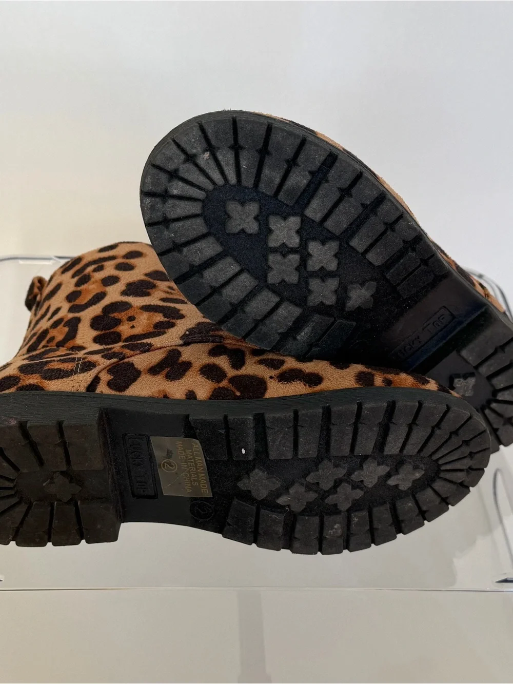 Lucky Top Girls Leopard Print Combat Boots Size 2